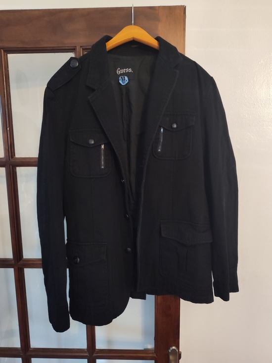 Guess Other - Guess Men's Black Military Field Jacket with Flap Pockets